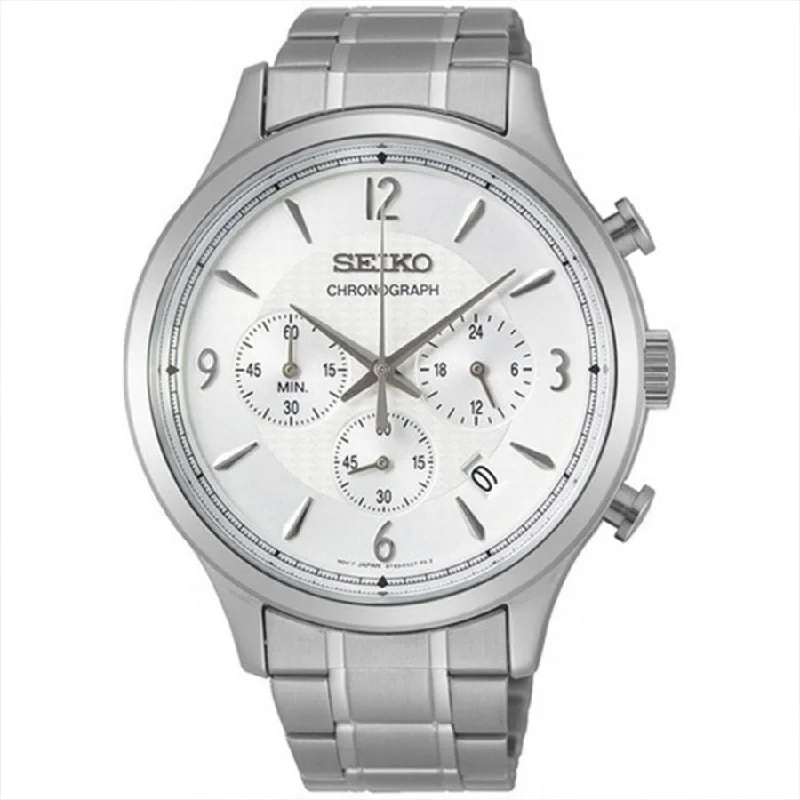 Seiko Men's SSB337P1 Conceptual Chrono White Dial Watch