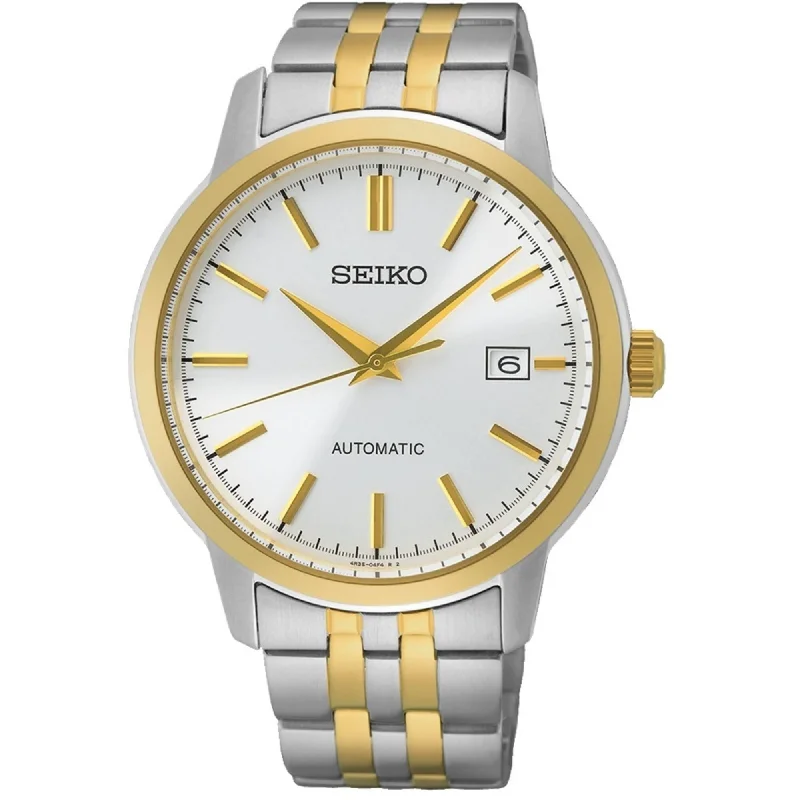 Seiko Men's Automatic Watch - Essentials Silver Tone Dial Two Tone Bracelet | SRPH92