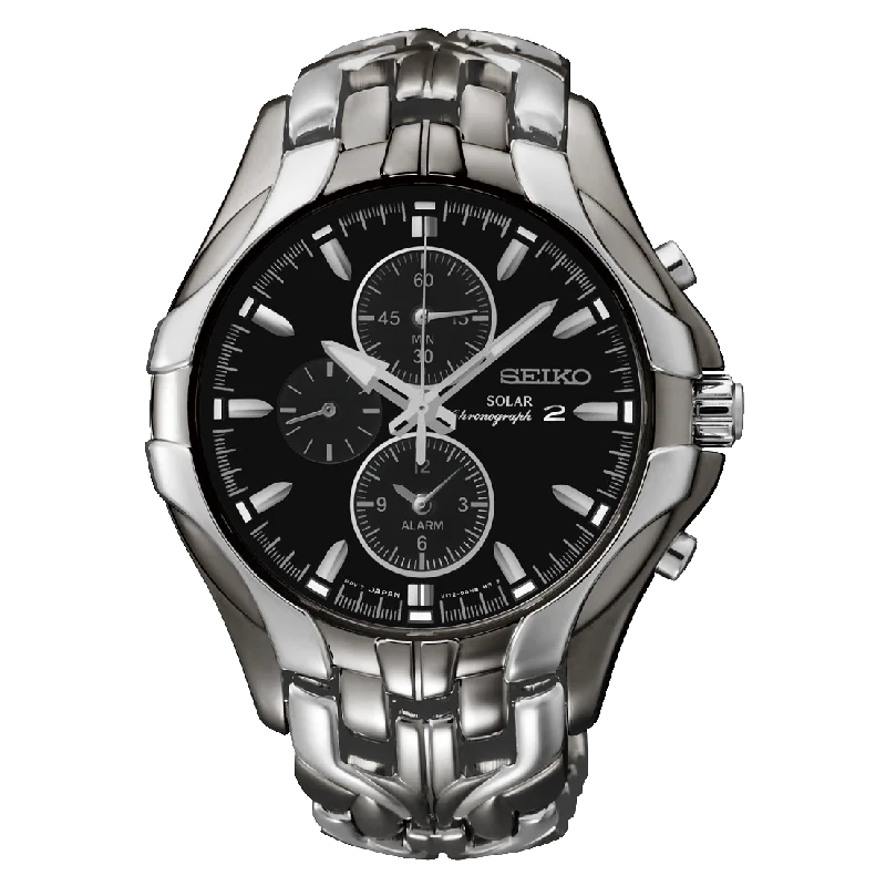 Seiko Solar Chronograph Excelsior Gunmetal Black Ion Finish Watch SSC139P-9