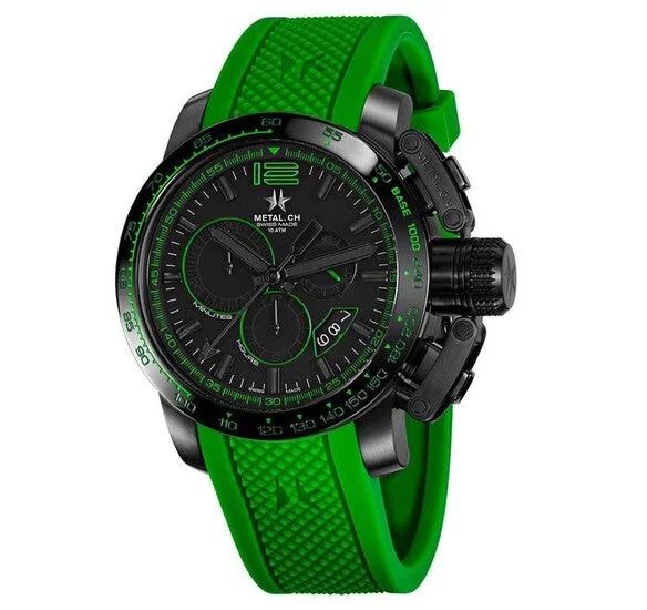 Metal.ch Men's Chronograph Watch Chronosport Collection 44MM Date Green/Black 4489.44