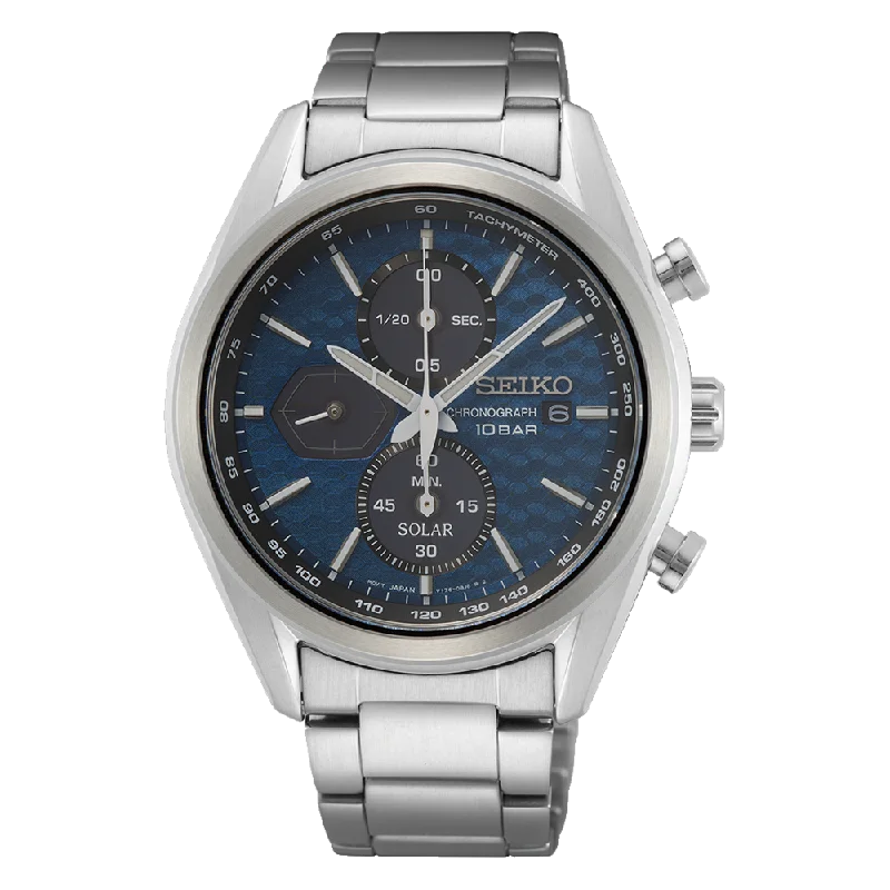 SEIKO Macchina Sportiva Blue Dial Solar Men's Chronograph | SSC801P1