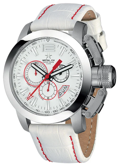 Metal.ch Men's Chronograph Watch 44MM Date White 2110.44