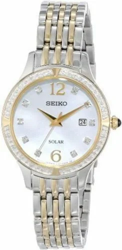 Seiko Solar White Dial Two-Tone Stainless Steel Womens Watch