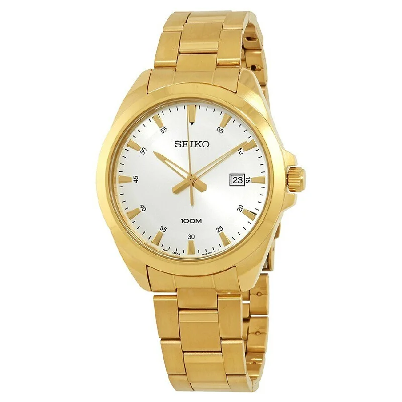 Seiko Neo Classic Silver Dial Gold-Tone Mens Watch