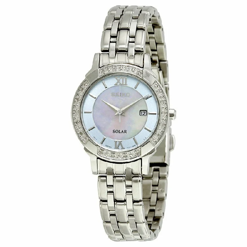 Seiko Solar Mother Of Pearl Dial Womens Watch