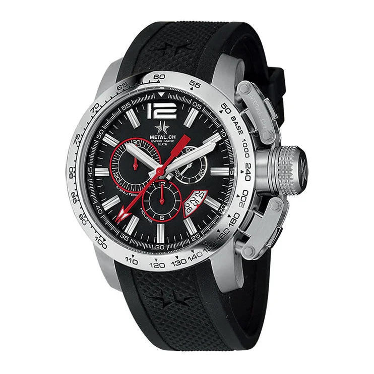 Metal.ch Men's Chronograph Watch 47MM Chronosport Date Black 4120.47