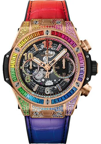 Hublot Big Bang Unico King Gold Rainbow Watch - 42 mm - Black Skeleton Dial-441.OX.9910.LR.0999