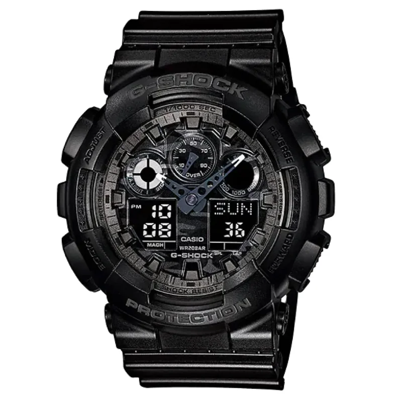 Casio G-Shock Watch Men's Black Camo GA-100CF-1ADR