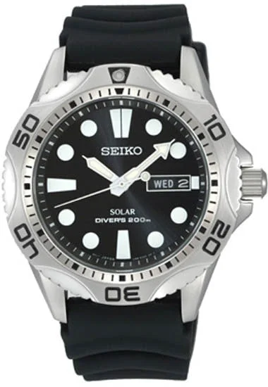 Seiko Solar Quartz Dive Black Sne107P2 - Mens Watch