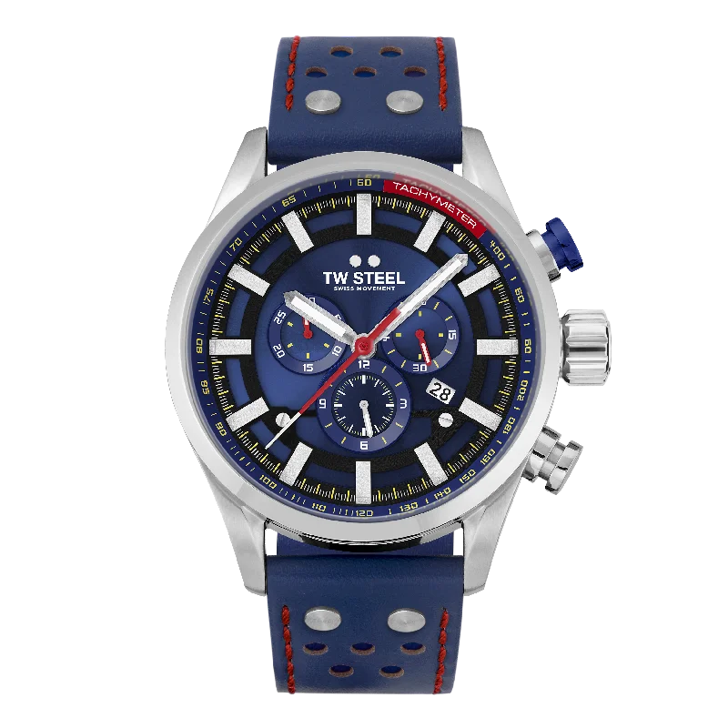 TW Steel Watch Men's Swiss Volante Chronograph Fast Lane Blue SVS206