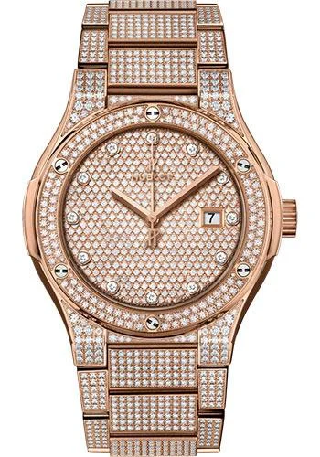 Hublot Classic Fusion Bracelet King Gold Full Pave Watch - 42 mm - Gem Set Dial-548.OX.9000.OX.3704