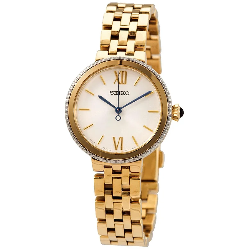 Seiko Women's Quartz Watch - Silver Tone Dial Yellow Gold Steel Bracelet | SRZ512P1