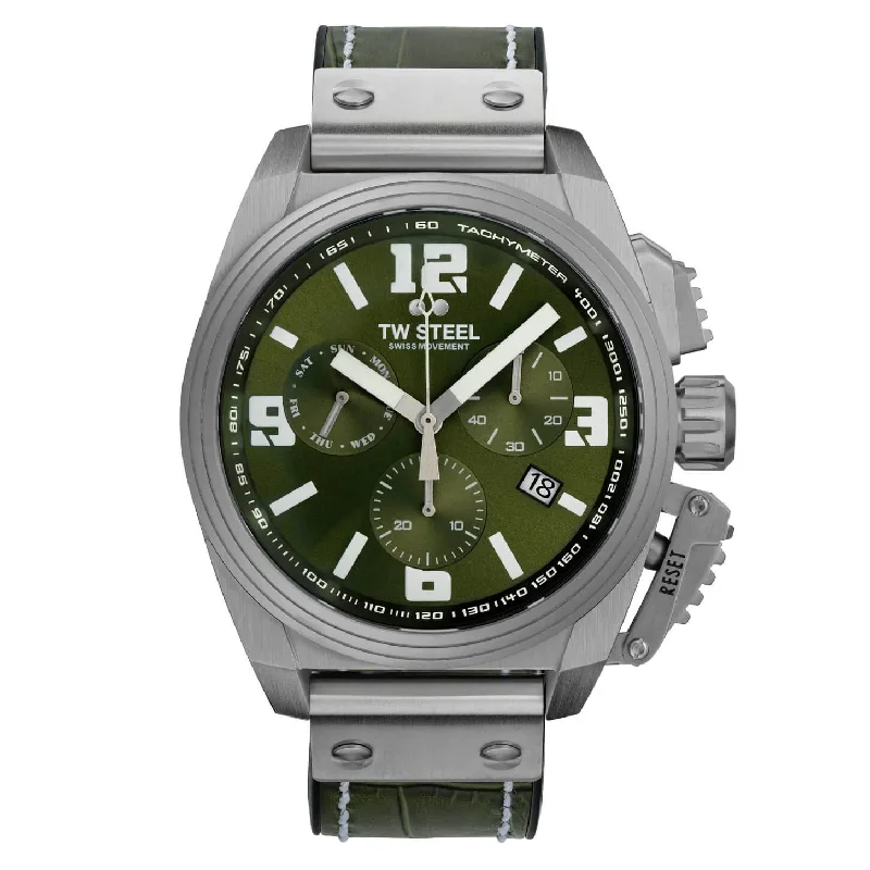 TW Steel Watch Swiss Canteen Chronograph Green TW1116