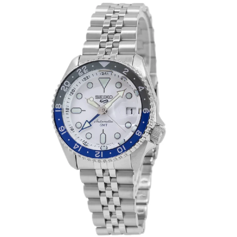 Seiko Men's SSK033K1 5 Sports White Dial Automatic GMT