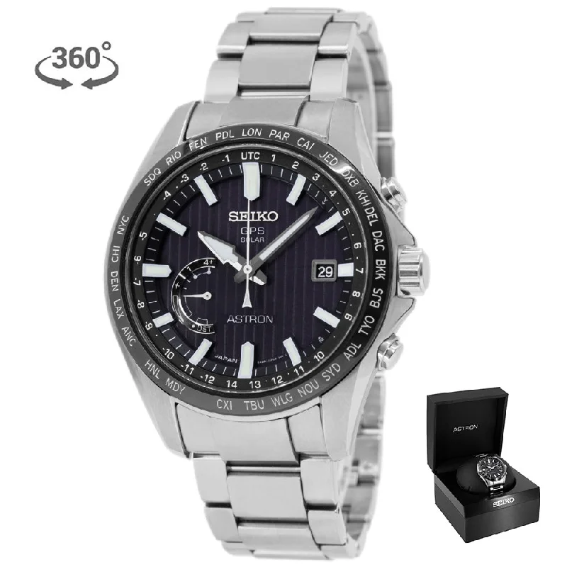 Seiko Men's SSE161J1 Astron GPS Solar Black Dial Solar