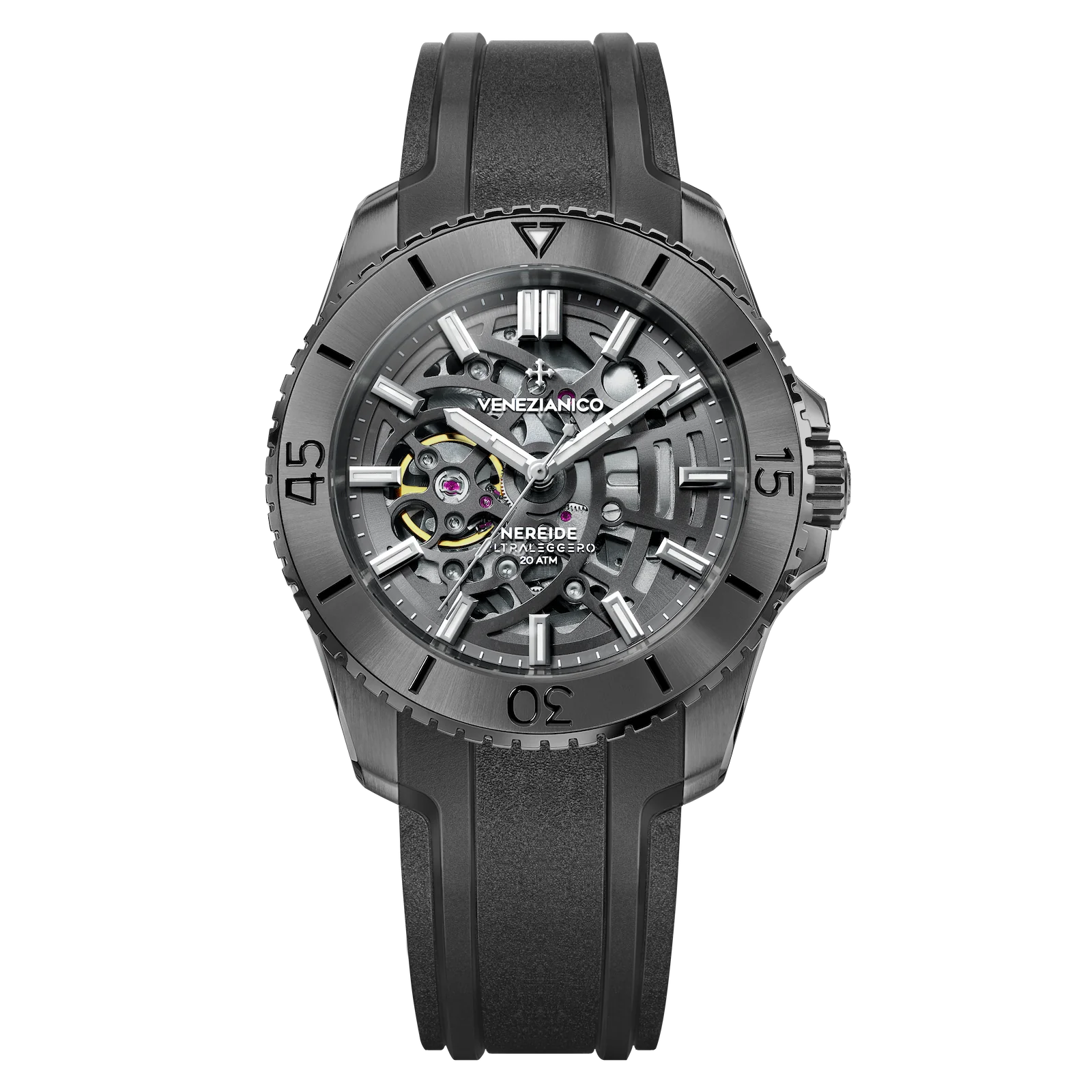 Venezianico Automatic Watch Nereide UltraLeggero 42 Skeleton Black 3921509