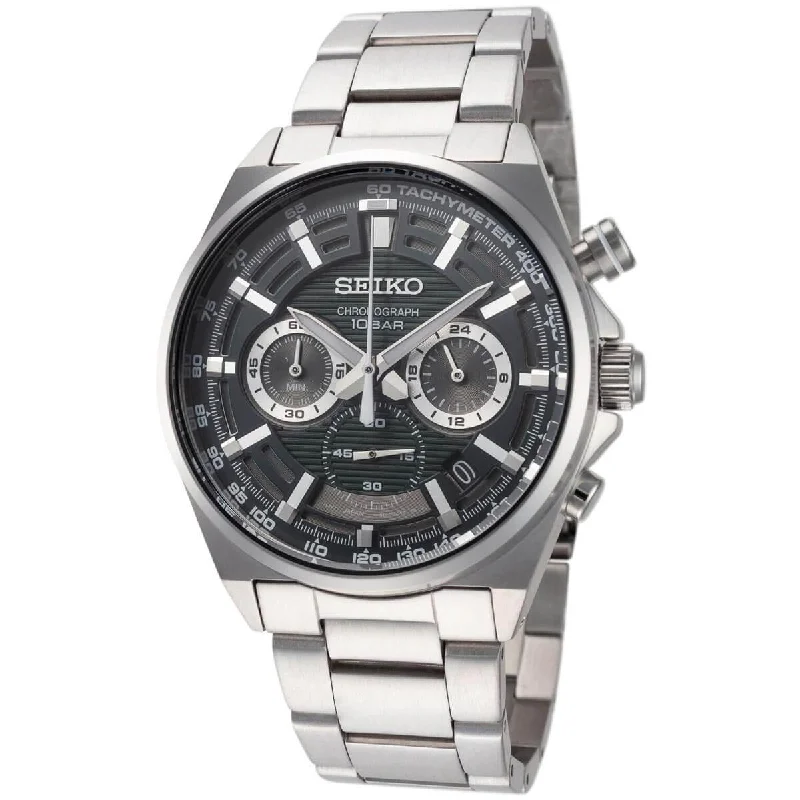 Seiko Men's Watch - Chronograph Green Dial Stainless Steel Bracelet | SSB405P1