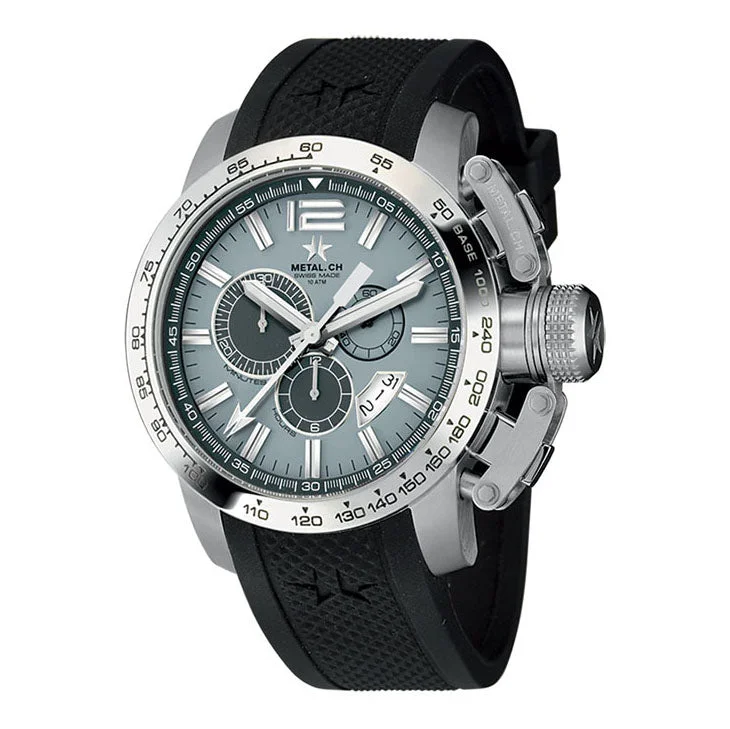 Metal.ch Men's Chronograph Watch 44MM Chronosport Date Black/Grey 4150.44