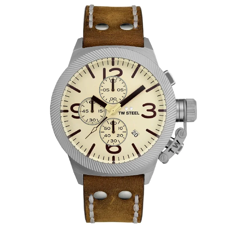 TW Steel Watch Men's Canteen Chronograph Cream CS104