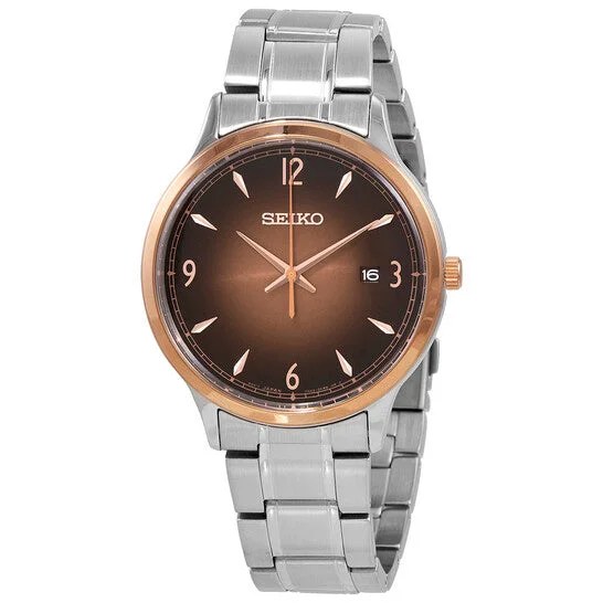 Seiko Essentials Quartz Brown Dial Stainless Steel Men's Watch SGEH90