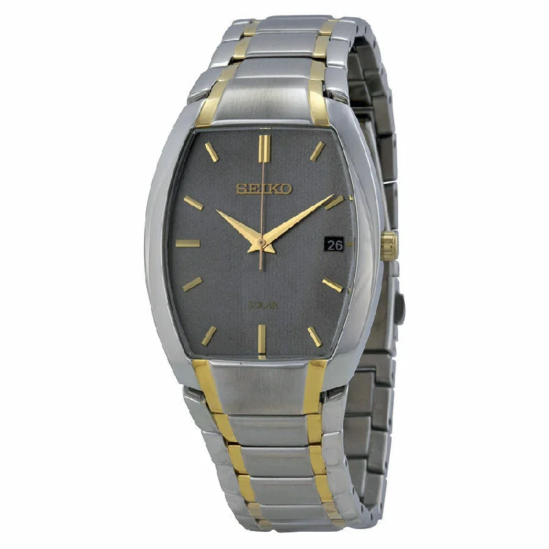 Seiko Solar Grey Dial Two-Tone Mens Watch