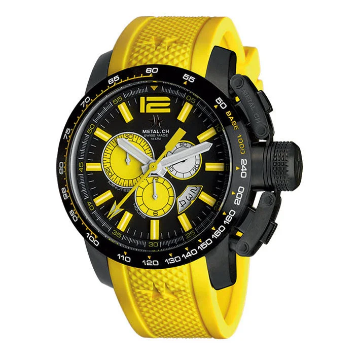 Metal.ch Men's Chronograph Watch Chronosport Collection 44MM Date Yellow/Black 4469.47