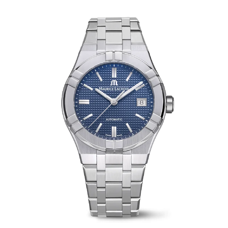 Maurice Lacroix Men's Silver Blue Aikon Automatic Watch AI6007-SS002-430-1