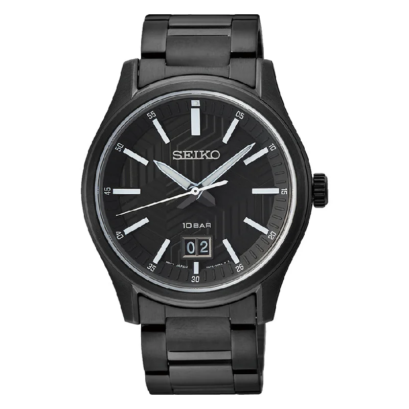 Seiko Men's SUR515P1 Discover More Black Dial Watch