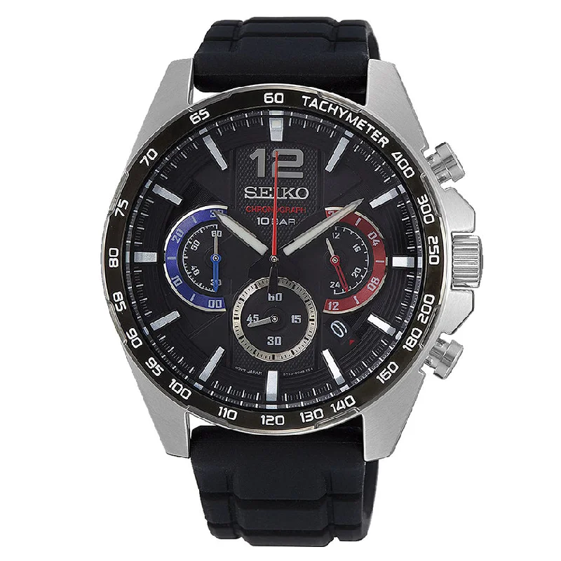 Seiko Men's SSB347P1 Discover More Black Dial Watch