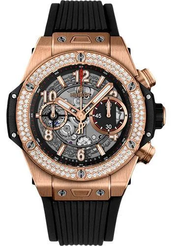 Hublot Big Bang Unico King Gold Diamonds 42mm Watch - 42 mm - Black Skeleton Dial-441.OX.1180.RX.1104