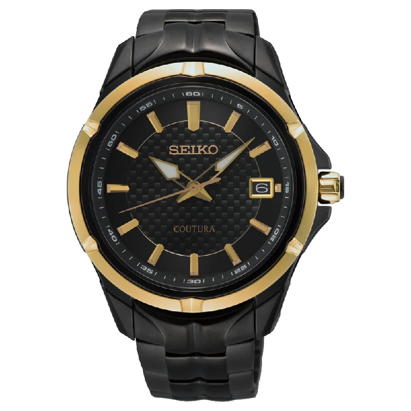 Seiko Coutura Analogue Black Dial Stainless Steel Watch SUR598P