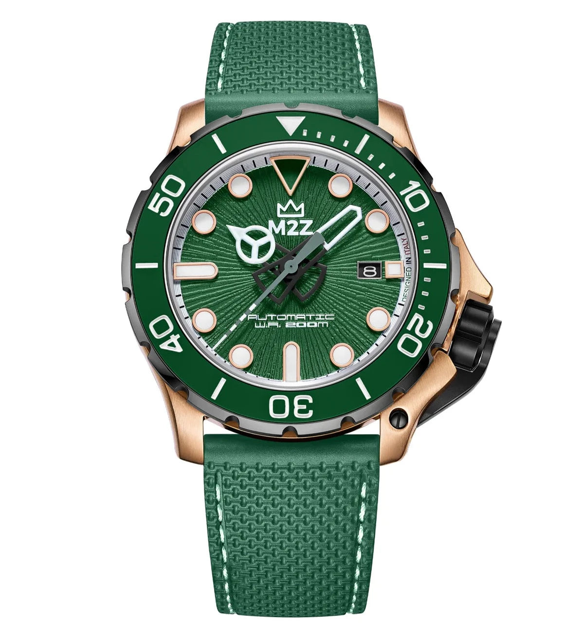 M2Z Men's Watch Diver 200 Green/Rose Gold 200-010