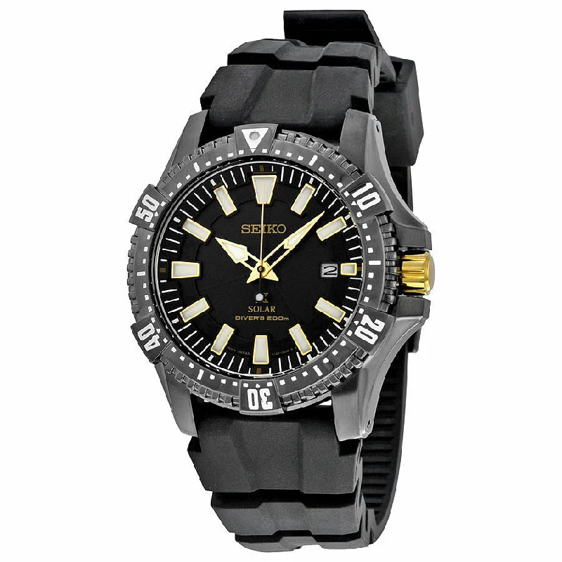 Seiko Black Dial Solar Quartz Mens Watch