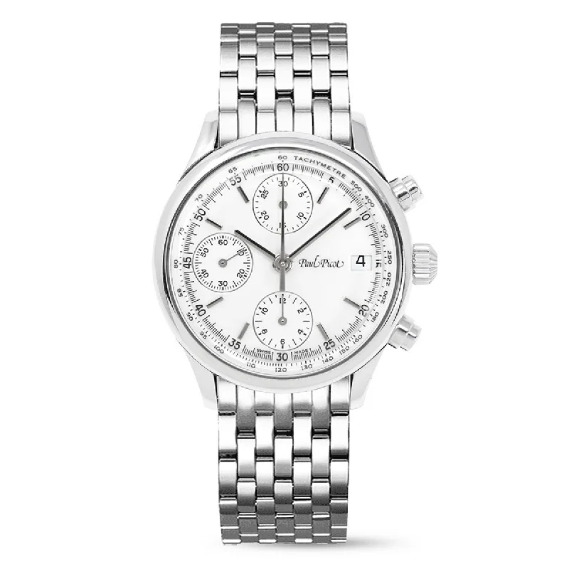 Paul Picot Men's Watch Telemark Chronograph White P4102.20.111/B